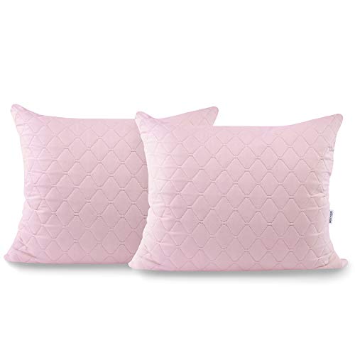 DecoKing 2 fundas de almohada de 50 x 60 cm, microfibra rosa, cierre de hotel Axel