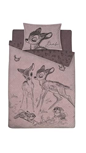 Bambi - Juego de funda nÃ³rdica individual con funda de almohada (135 x 200 cm, 50% algodÃ³n/50% poliÃ©ster)