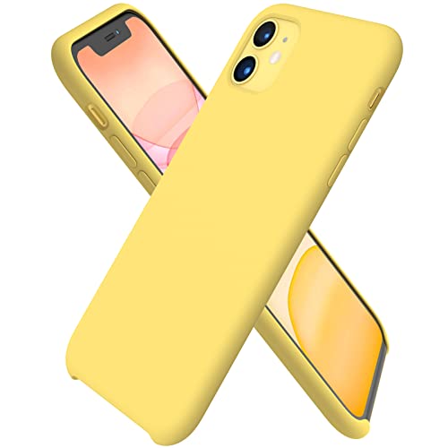 ORNARTO Funda Silicone Case para iPhone 11, Carcasa de Silicona Líquida Suave Antichoque Bumper para iPhone 11 (2019) 6,1 Pulgadas-Amarillo Limón