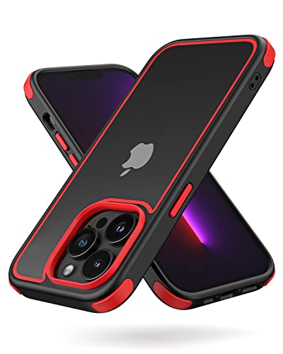 MobNano Funda iPhone 13 Pro Antigolpes Transparente Capa Silicona Bumper Case para iPhone 13 Pro 360 Grados Completa Protectora Funda - Negro Rojo