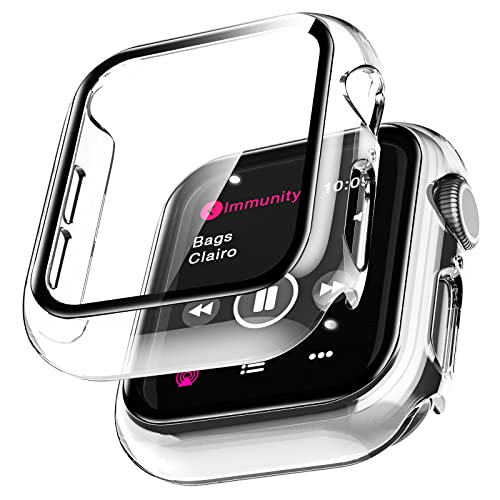 LÏŸK 2 Pack Funda Protector de Pantalla de Cristal Templado Incorporado para Apple Watch 40mm Series 6 5 4 SE - Estuche Protector General para PC Duro HD Ultra-Thin Carcasa para iWatch 40mm - Claro