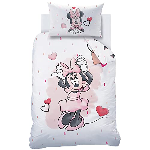 Minnie Mouse Juego de Cama de Franelaâ˜† Ropa de Cama Infantil para niÃ±as, Rosa y Rosa, diseÃ±o de Mariposa de Disney Minnie Mouse, 1 Funda de Almohada de 40 x 60 cm y 1 Funda nÃ³rdica de 100 x 135 cm