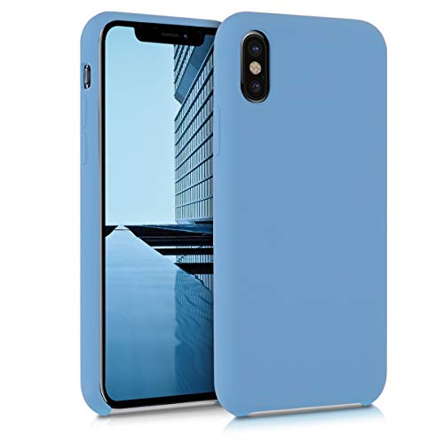 kwmobile Carcasa Compatible con Apple iPhone X Funda - Case TPU y Silicona antigolpes - Apto Carga inalÃ¡mbrica - Azul Vintage