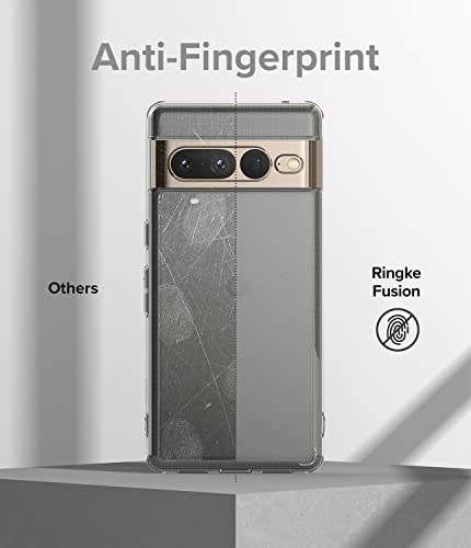 Ringke Fusion Compatible con Funda Google Pixel 7 Pro 5G, Anti Huella Dactilar Acabado Mate Agarre C贸modo, Carcasa Transparente Helada con Agujeros para Cuerda - Matte Clear