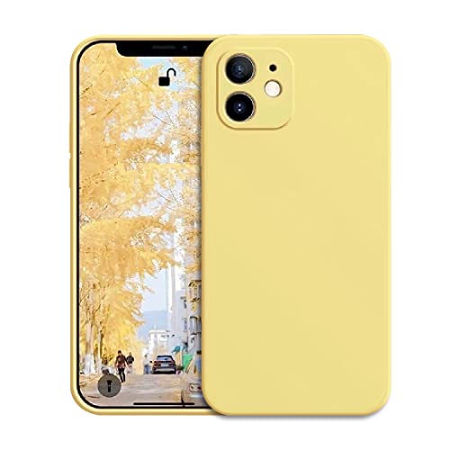 Funda para iPhone 11, protecciÃ³n de cÃ¡mara de silicona TPU mate, funda para iPhone 11 ultrafina de silicona lÃ­quida con forro de tela de microfibra suave, amarillo