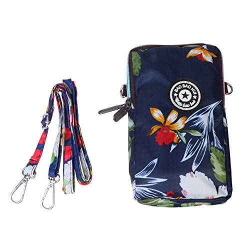 TENDYCOCO bolso de teléfono con cremallera para mujer bolso de moda soporte para teléfono cuello colgante bolsa de teléfono para viajes de viaje de compras - azul marino