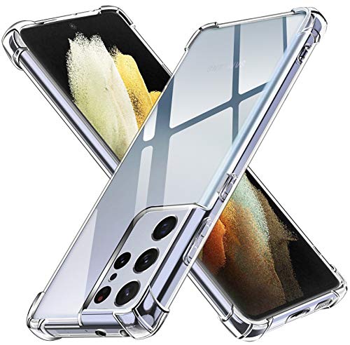 ivoler Funda para Samsung Galaxy S21 Ultra 5G, Carcasa Protectora Antigolpes Transparente con CojÃ­n Esquina Parachoques, Suave TPU Silicona Caso Delgada Anti-Choques Case