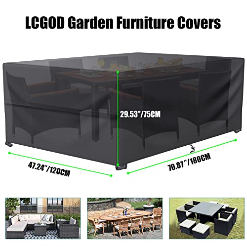 LCGOD Funda para Muebles de jardín Impermeable, Rectangular Funda Protectora Muebles Exterior para sofá 600D Oxford (180 x 120 x 75cm)