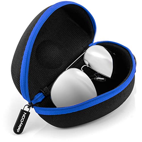 deleyCON Funda RÃ­gida de Gafas de Tapa Dura Gafas de Lectura Gafas de Sol PaÃ±o de Limpieza - Azul