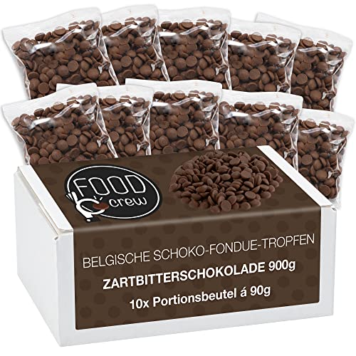 FOOD crew Chocolate Negro Pepitas para Hornear - 900g Chocolate Belga Fundir - Fondant para Postres - para Fuentes o Fondue